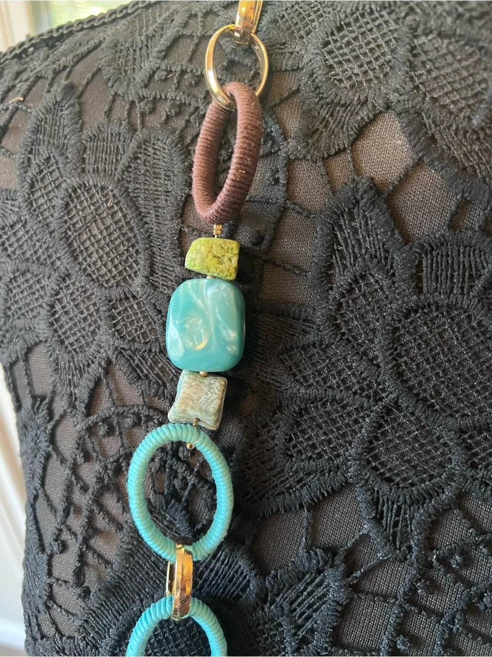 Chicos Turquoise & Lime Bead adjustable Necklace